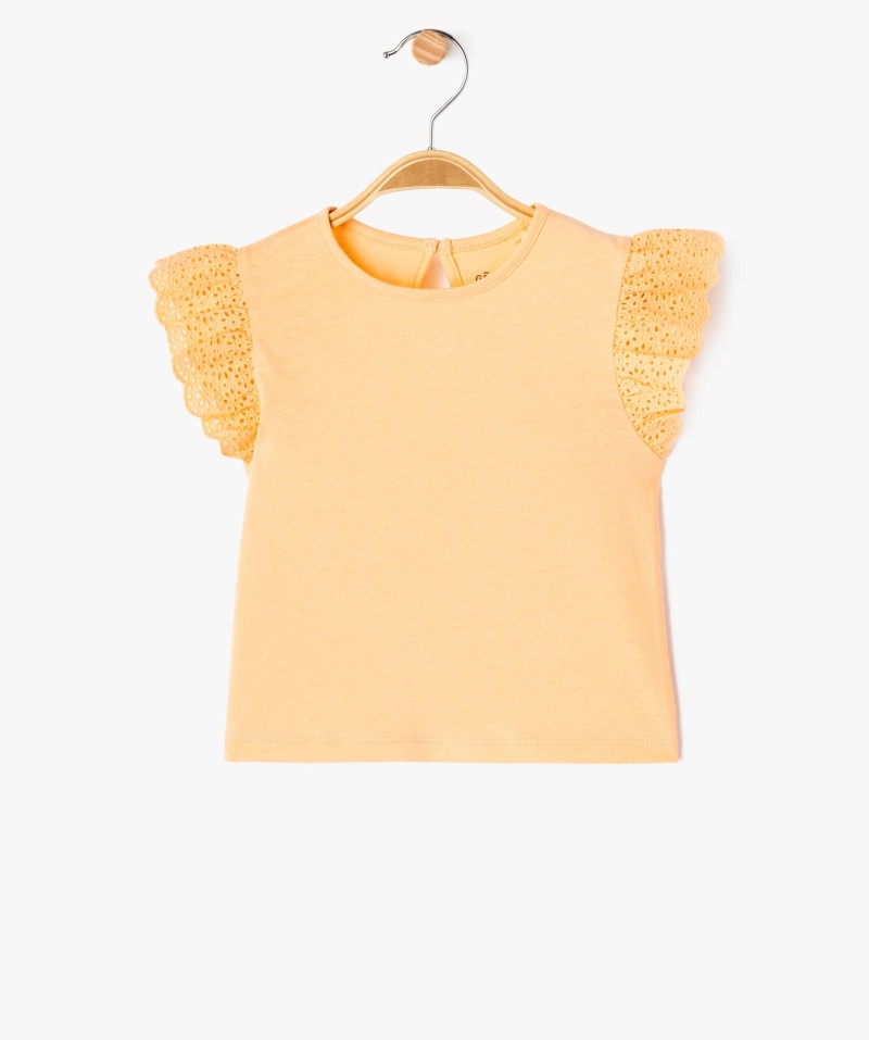 VERTBAUDET T-Shirt Manches Volantées Bébé Fille - Fuchsia 24M (86CM) - 100% Coton